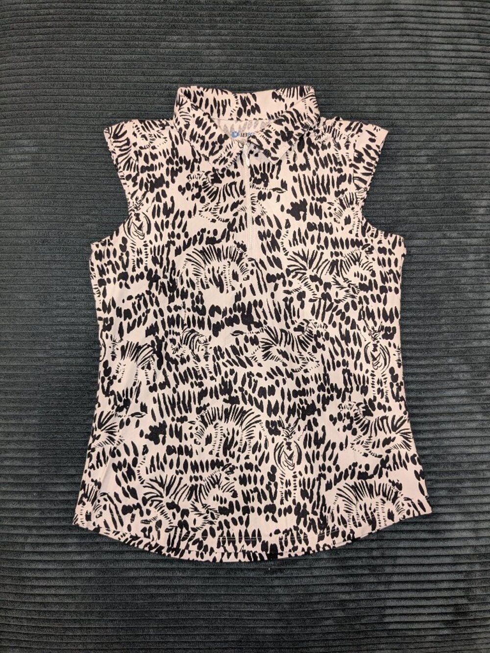IBKUL Sleeveless Polo Top Small Animal Print Tennis Golf Icefil Sun Shirt Active